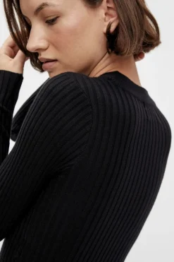 Hot Pieces PcCrista LS O-Neck Knit Dress Black