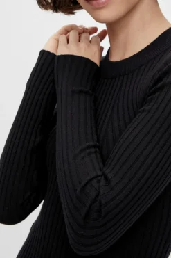 Hot Pieces PcCrista LS O-Neck Knit Dress Black