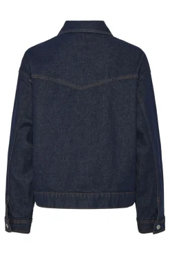 Pieces Pcelma Denim Jacket 4651326 Dark Blue Denim Rinse Wash