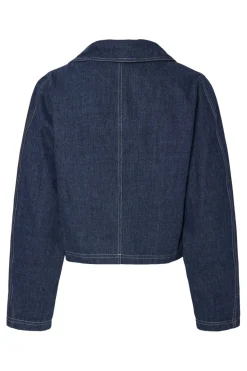 Online Pieces Pcfabia Ls V-Neck Denim Top Fsy 4745558 Dark Blue Denim