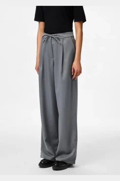 Sale Pieces Pcfalka Pinstriped Tie Pants 4983919 Grey Pinstripe