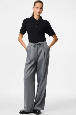 Sale Pieces Pcfalka Pinstriped Tie Pants 4983919 Grey Pinstripe