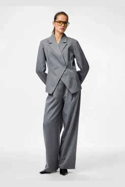Sale Pieces Pcfalka Pinstriped Tie Pants 4983919 Grey Pinstripe