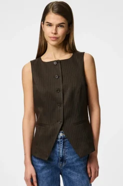 Clearance Pieces Pcfalka Sl Pinstriped Vest Fsy 4860202 Delicioso Pinstripe
