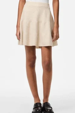 Outlet Pieces Pcfamilla Short Knit Skirt Fsy 4861104 Silver Gray Melange