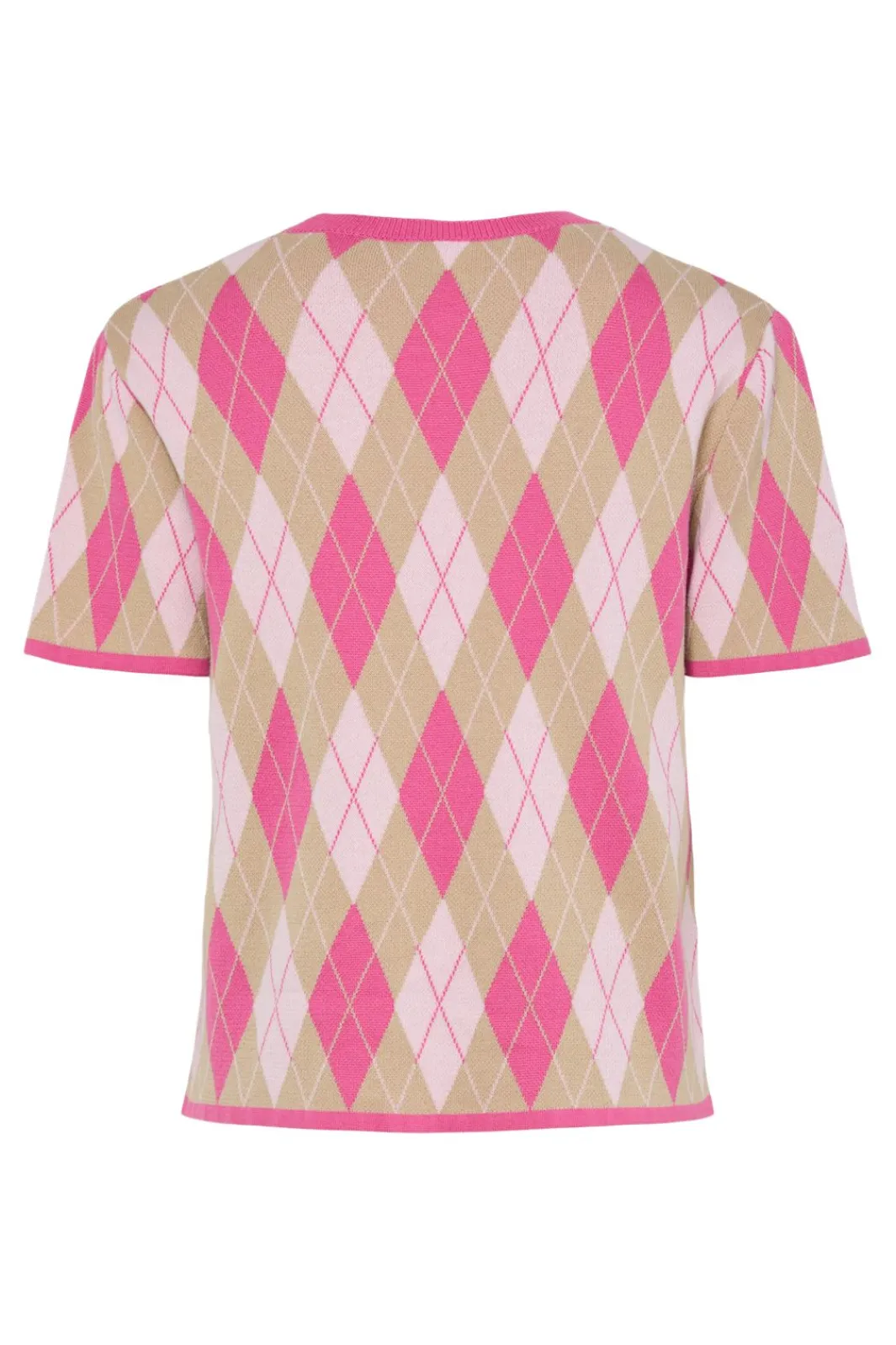 Hot Pieces Pcfarley Ss O-Neck Knit Fsy 4946580 Pink Tulle Fuchsia Pink/Whitecap Gray