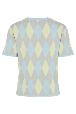 Online Pieces Pcfarley Ss O-Neck Knit Fsy 4949111 Cool Grey Pale Banana/Cashmere Blue