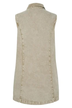 Outlet Pieces Pcfay Sl Denim Dress 4774698 Sandshell