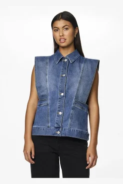 New Pieces Pcfemma Loose Denim Vest Fsy 4745770 Medium Blue Denim