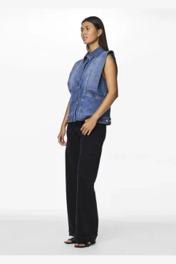 New Pieces Pcfemma Loose Denim Vest Fsy 4745770 Medium Blue Denim