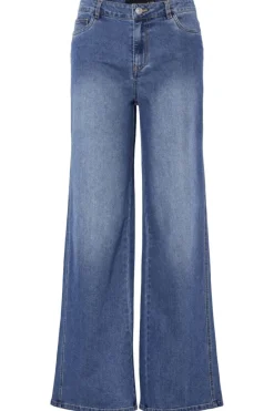 New Pieces Pcfemma Wide Denim Jeans Fsy 4745779 Medium Blue Denim