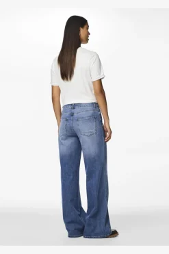 New Pieces Pcfemma Wide Denim Jeans Fsy 4745779 Medium Blue Denim