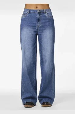 New Pieces Pcfemma Wide Denim Jeans Fsy 4745779 Medium Blue Denim