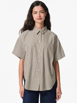 New Pieces Pcfemme Ss Loose Shirt 4900771 Birch Delicioso