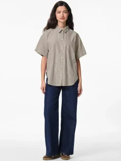 New Pieces Pcfemme Ss Loose Shirt 4900771 Birch Delicioso