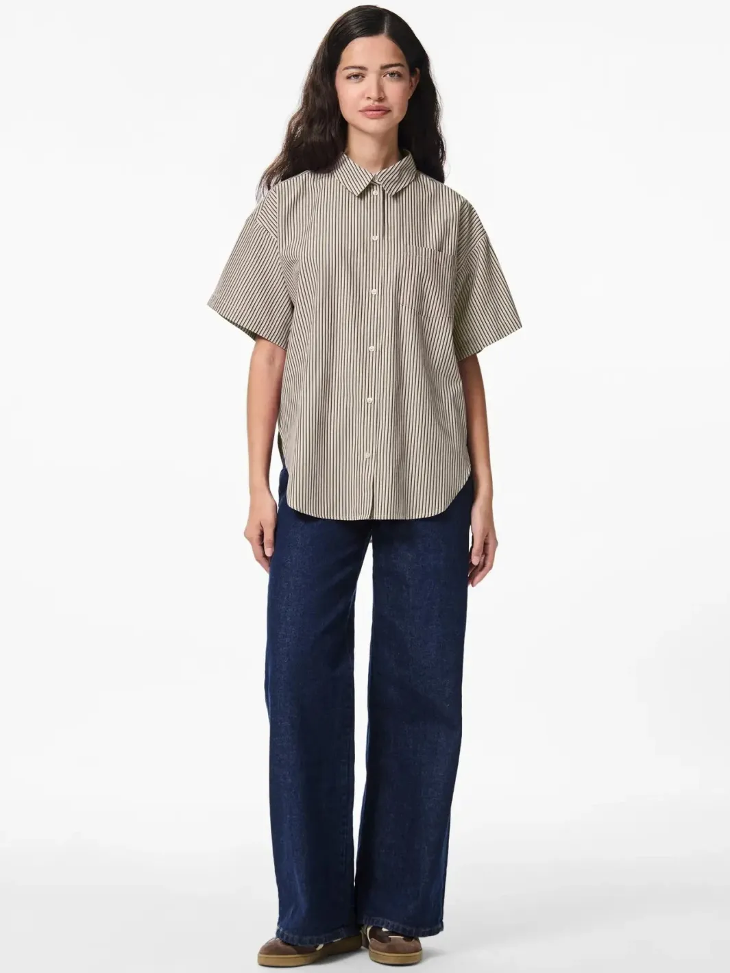 New Pieces Pcfemme Ss Loose Shirt 4900771 Birch Delicioso