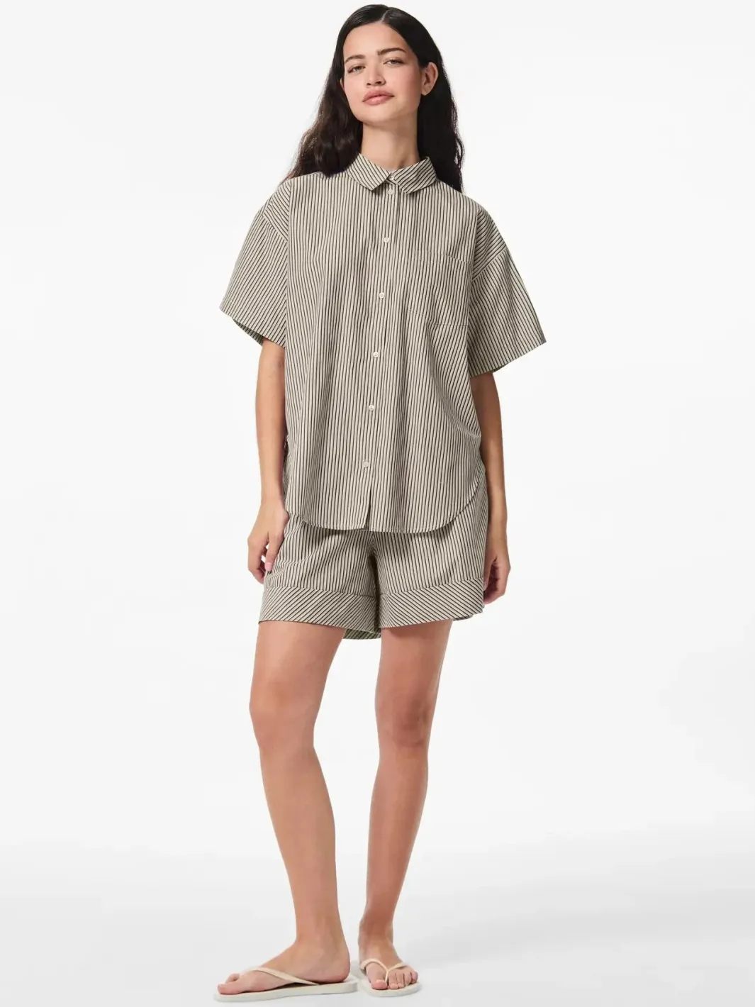 New Pieces Pcfemme Ss Loose Shirt 4900771 Birch Delicioso