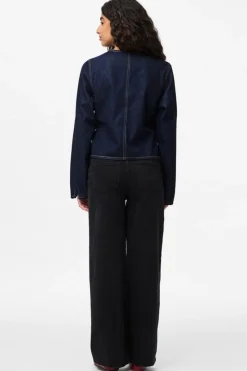 Outlet Pieces Pcfenna Ls Denim Wrap Shirt Fsy 4986826 Dark Blue Denim Rinse