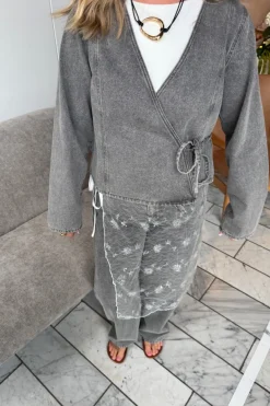 Hot Pieces Pcfenna Ls Denim Wrap Shirt Fsy 4986827 Grey Denim