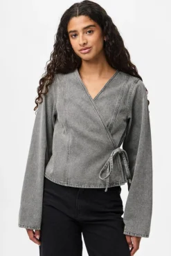Hot Pieces Pcfenna Ls Denim Wrap Shirt Fsy 4986827 Grey Denim
