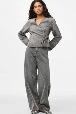 Hot Pieces Pcfenna Ls Denim Wrap Shirt Fsy 4986827 Grey Denim