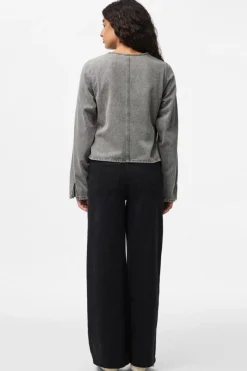 Hot Pieces Pcfenna Ls Denim Wrap Shirt Fsy 4986827 Grey Denim