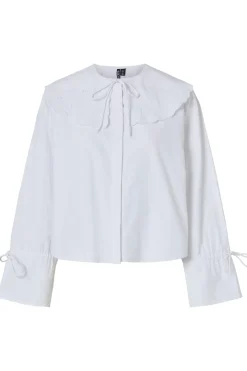New Pieces Pcfetina Ls Collar Shirt Fsy 4868820 Bright White