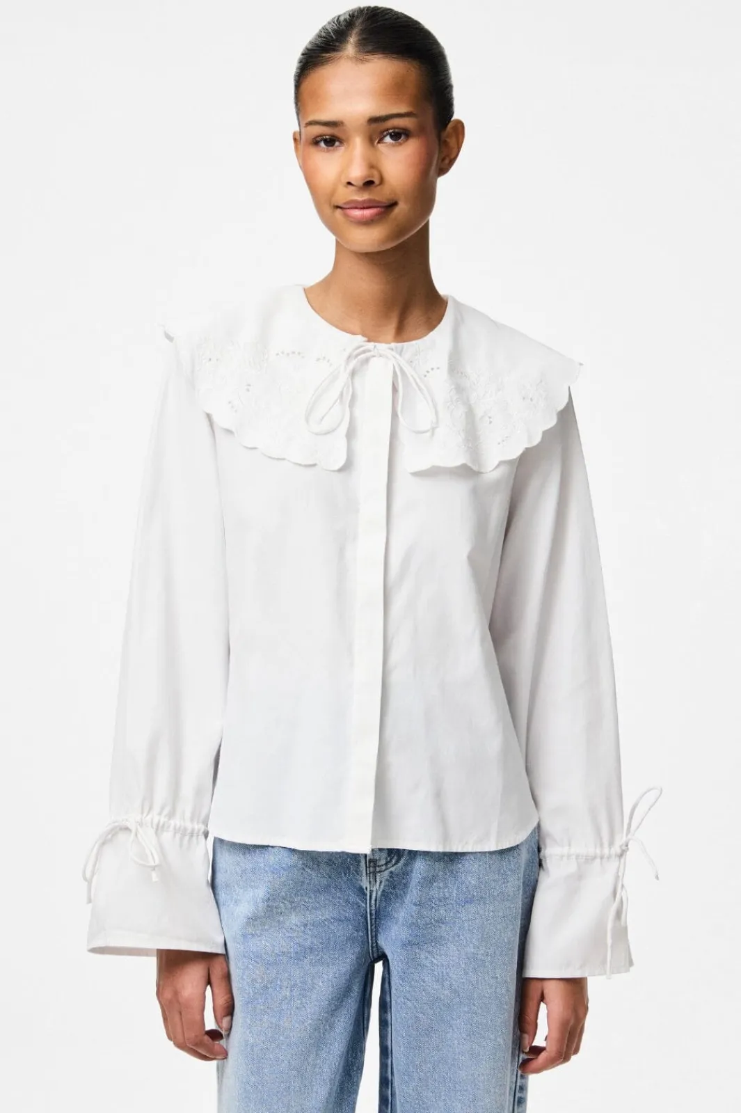 New Pieces Pcfetina Ls Collar Shirt Fsy 4868820 Bright White