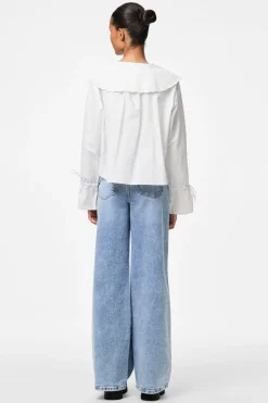 New Pieces Pcfetina Ls Collar Shirt Fsy 4868820 Bright White