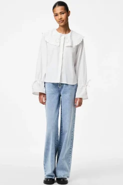 New Pieces Pcfetina Ls Collar Shirt Fsy 4868820 Bright White