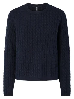 Outlet Pieces Pcfia Ls Cable Knit 4802310 Maritime Blue