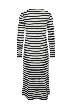 Hot Pieces Pcfiline Ls O-Neck Midi Dress Kac 4575844 Black Bright White