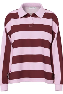 Discount Pieces Pcfilucca Ls Loose Polo Shirt 5080296 Tawny Port Pink Tulle