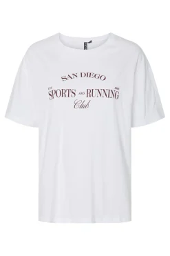 Outlet Pieces Pcfiona Ss O-Neck Tee Fsy 4747515 Bright White Twany Port Print