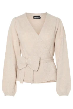 New Pieces Pcfleur Ls V-Neck Knit Cardigan Fsy 4860354 Silver Gray Melange