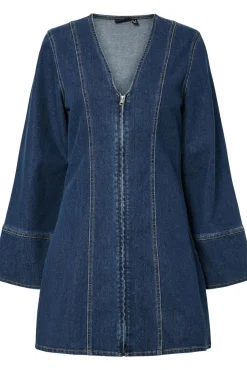 Best Pieces Pcflora Ls Denim Dress 4965162 Dark Blue Denim