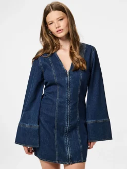 Best Pieces Pcflora Ls Denim Dress 4965162 Dark Blue Denim