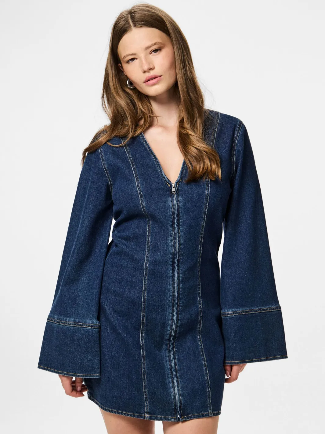 Best Pieces Pcflora Ls Denim Dress 4965162 Dark Blue Denim