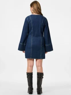 Best Pieces Pcflora Ls Denim Dress 4965162 Dark Blue Denim