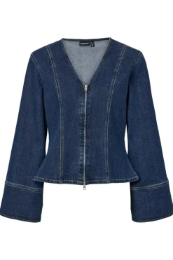 Best Pieces Pcflora Ls Denim Shirt 4930956 Dark Blue Denim