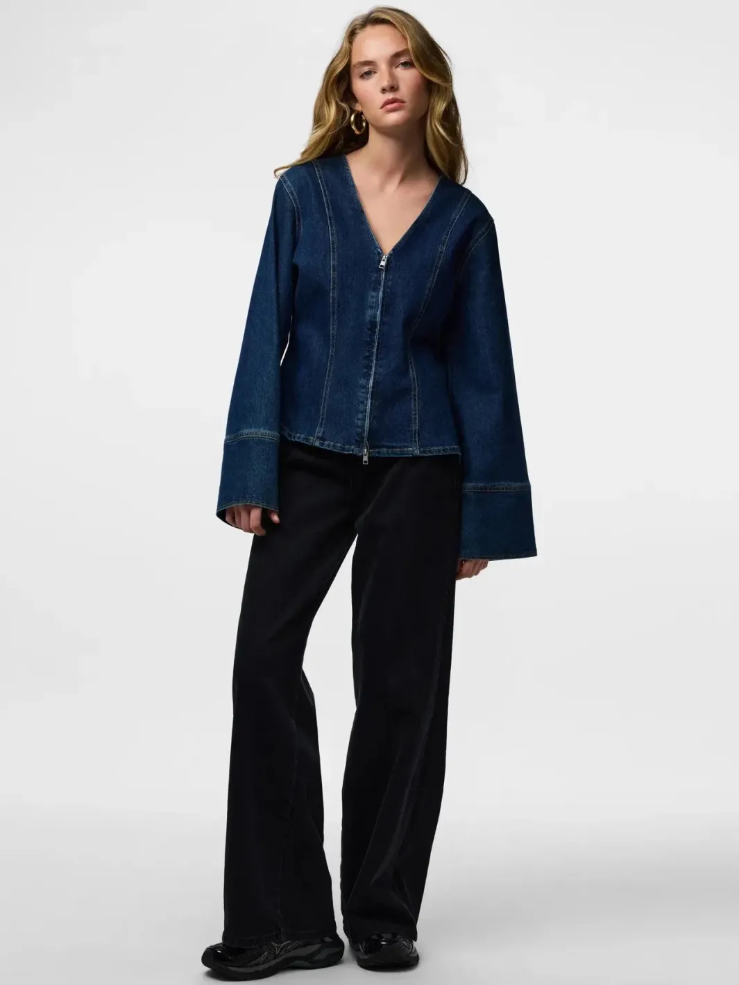 Best Pieces Pcflora Ls Denim Shirt 4930956 Dark Blue Denim