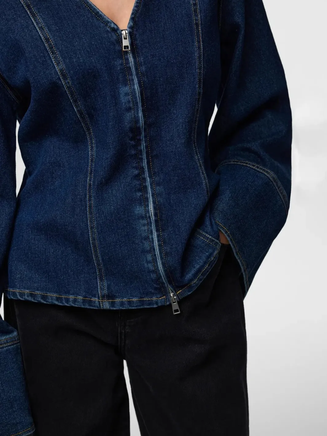 Best Pieces Pcflora Ls Denim Shirt 4930956 Dark Blue Denim