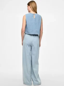 Hot Pieces Pcflora Sl Denim Top 4774692 Light Blue Denim