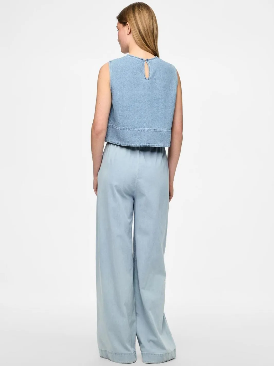 Hot Pieces Pcflora Sl Denim Top 4774692 Light Blue Denim