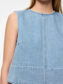 Hot Pieces Pcflora Sl Denim Top 4774692 Light Blue Denim