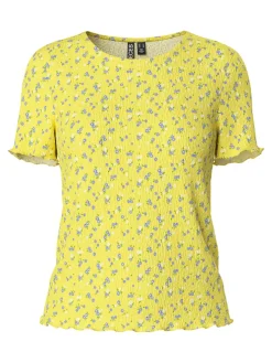 Pieces Pcflora Ss O-Neck Top 4699173 Pale Banana Small Flower
