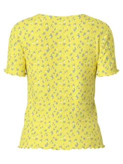 Pieces Pcflora Ss O-Neck Top 4699173 Pale Banana Small Flower