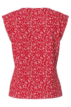 Discount Pieces Pcflora Ss V-Neck Top 4699179 Lollipop Small Flower