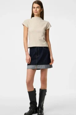 Hot Pieces Pcfranna Short Denim Skirt Fsy 4863085 Dark Blue Denim