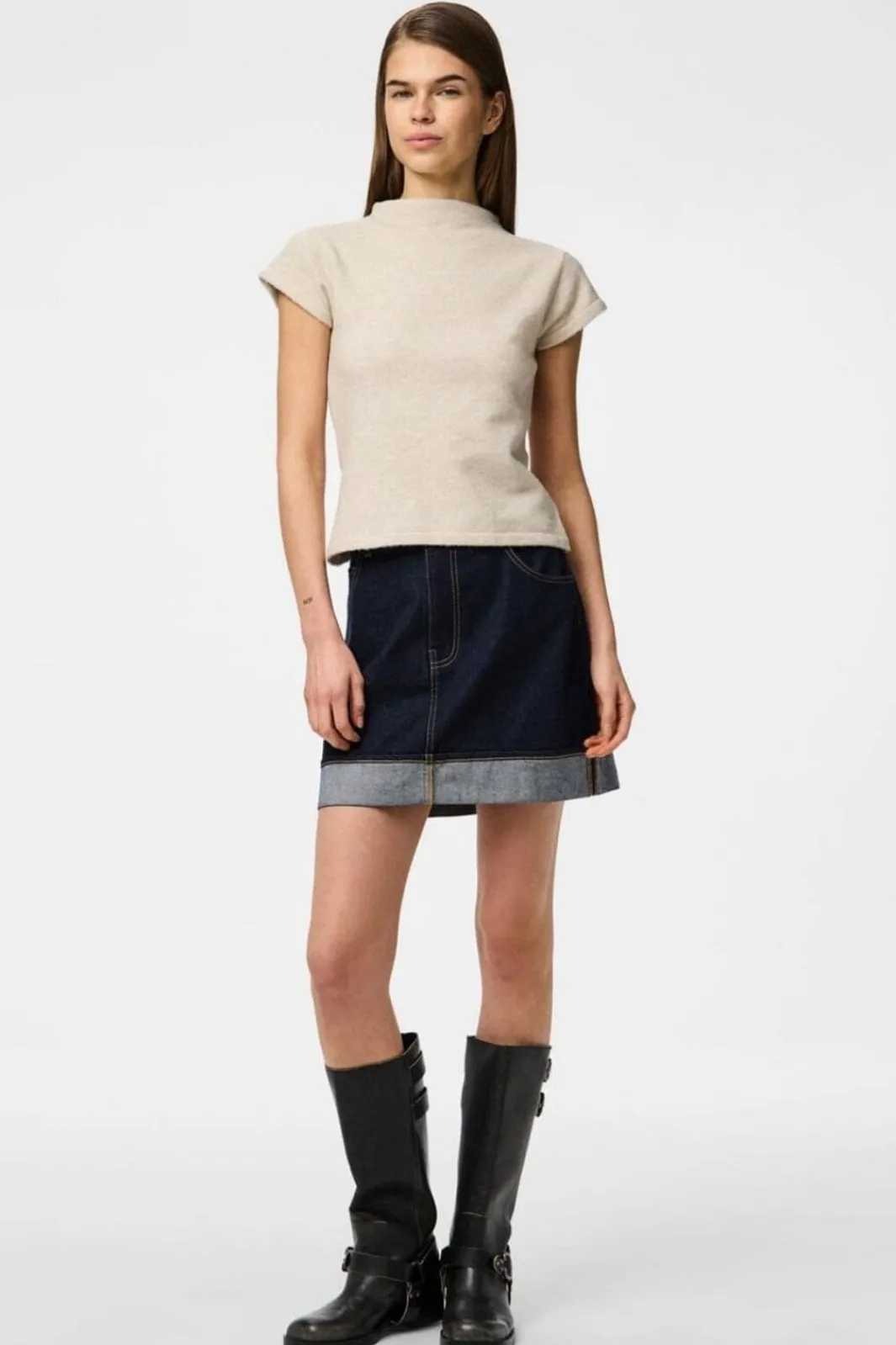 Hot Pieces Pcfranna Short Denim Skirt Fsy 4863085 Dark Blue Denim